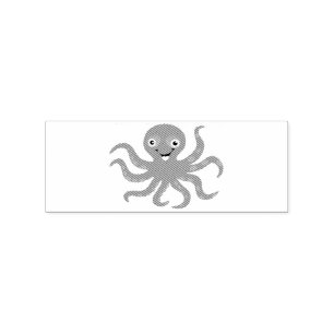 Cute Red Smiling Octopus Thunder_Cove Rubber Stamp