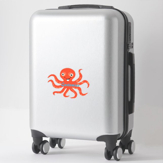 Cute Red Smiling Octopus Thunder_Cove Sticker (Suitcase)