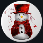 Cute Red Snowman Christmas Button<br><div class="desc">A sweet little Christmas snowman,  dressed in red velvet vest and matching top hat,  to put some festive style and fun into your Christmas celebrations this year.</div>