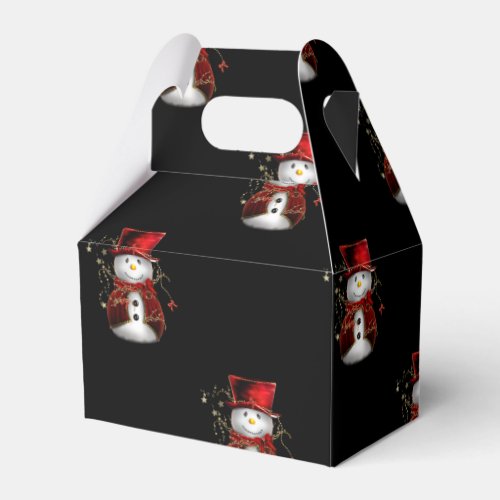 Cute Red Snowman Christmas Favor Boxes