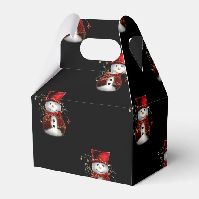 Cute Red Snowman Christmas Favor Boxes (Front Side)