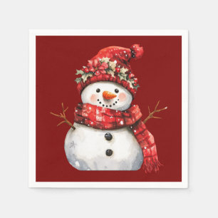 Cute Red Snowman Christmas Napkins