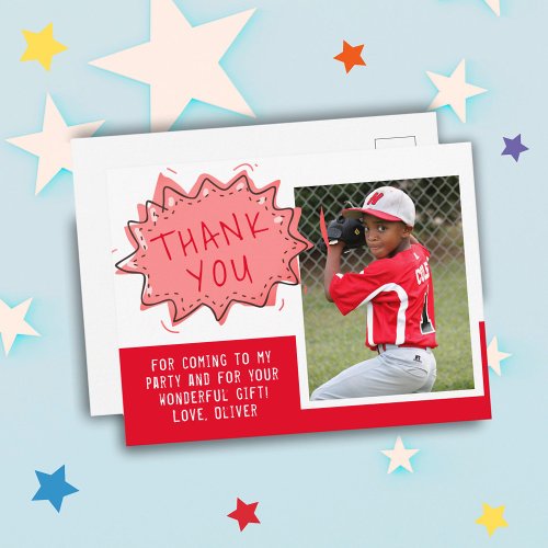 Cute Red Speech Cloud Birthday Thank you Photo Postcard