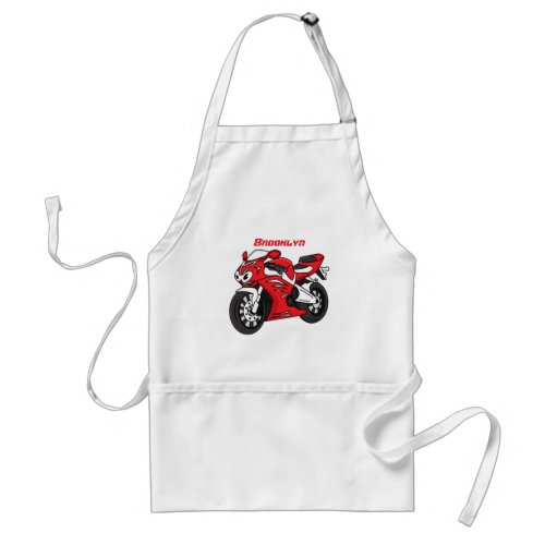 Cute red sports motorcycle cartoon adult apron