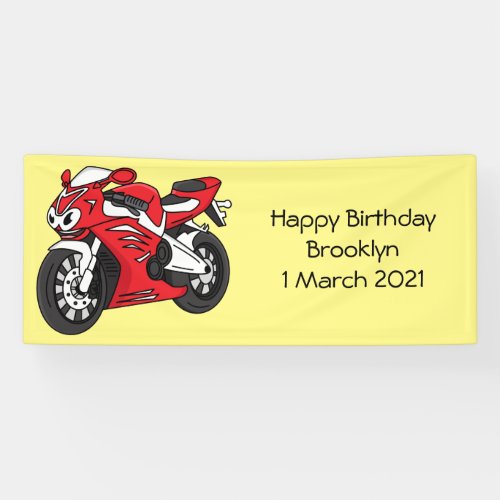 Cute red sports motorcycle cartoon  banner