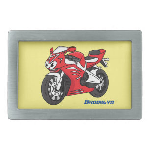 Cute red sports motorcycle cartoon belt buckle