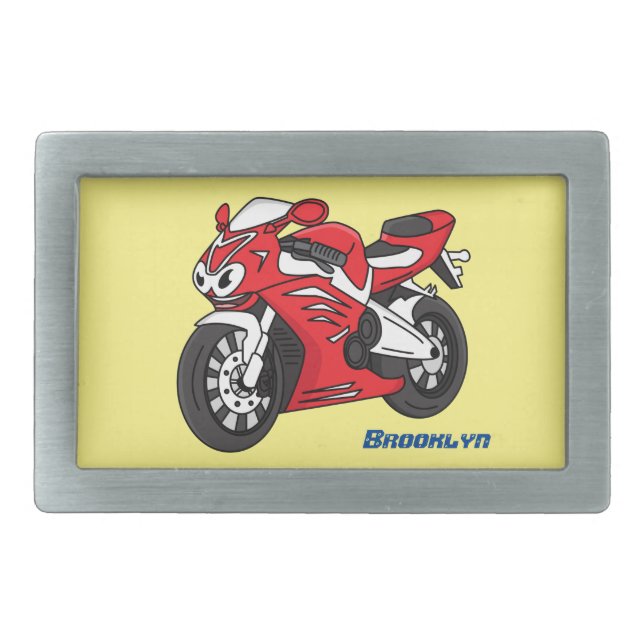 Cute red sports motorcycle cartoon belt buckle (Front)