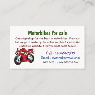 Cute red sports motorcycle cartoon business card