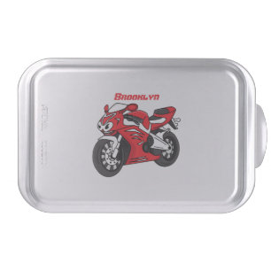 Cute red sports motorcycle cartoon cake pan