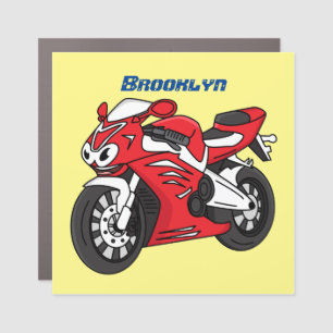 Cute red sports motorcycle cartoon car magnet