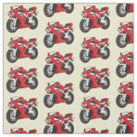 Cute red sports motorcycle cartoon  fabric