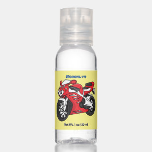 Cute red sports motorcycle cartoon hand sanitizer