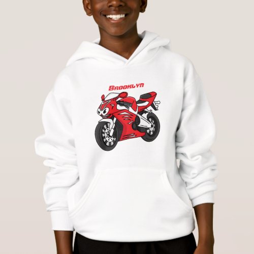 Cute red sports motorcycle cartoon hoodie