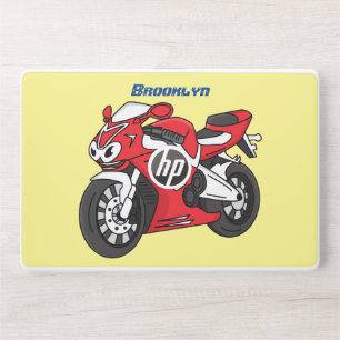 Cute red sports motorcycle cartoon HP laptop skin