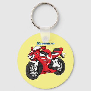 Cute red sports motorcycle cartoon keychain