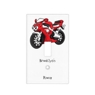 Cute red sports motorcycle cartoon  light switch cover