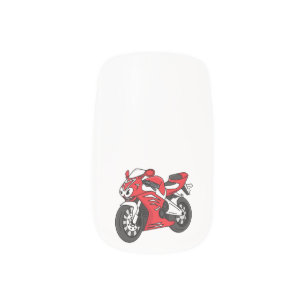 Cute red sports motorcycle cartoon minx nail art