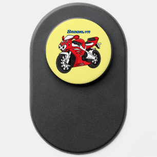 Cute red sports motorcycle cartoon PopSocket