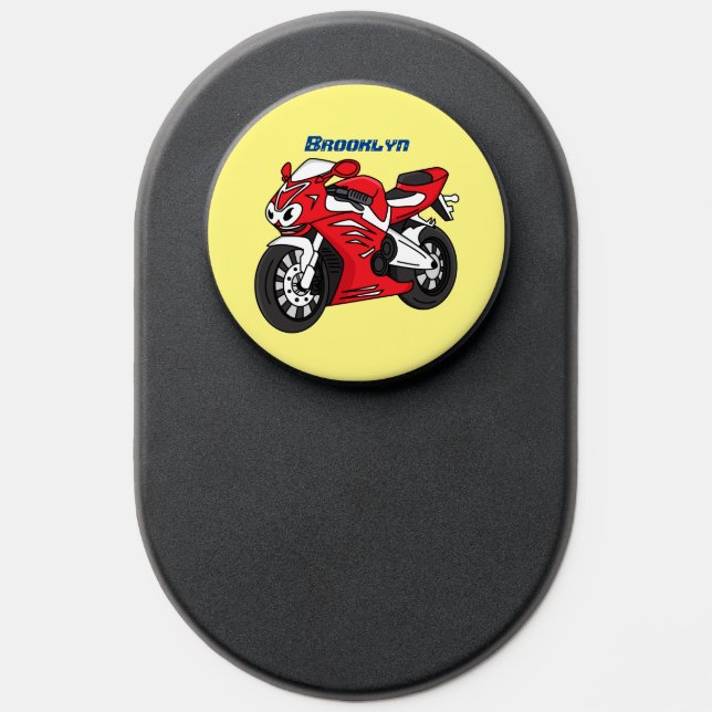 Cute red sports motorcycle cartoon PopSocket (Popsocket)