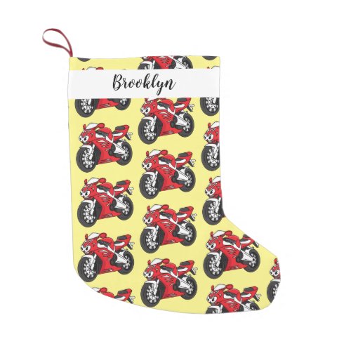 Cute red sports motorcycle cartoon  small christmas stocking