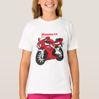 Cute red sports motorcycle cartoon