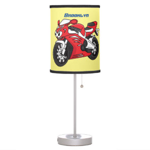 Cute red sports motorcycle cartoon  table lamp