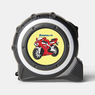 Cute red sports motorcycle cartoon tape measure