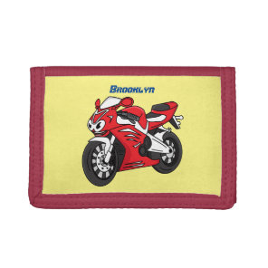 Cute red sports motorcycle cartoon tri-fold wallet