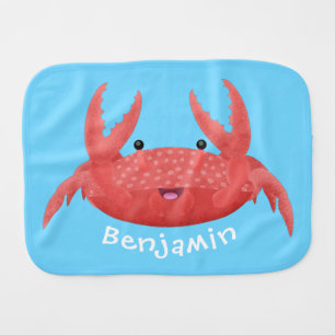 Cute red spotty crab cartoon illustration baby burp cloth
