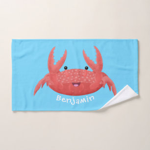 Cute red spotty crab cartoon illustration bath towel set