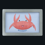 Cute red spotty crab cartoon illustration belt buckle<br><div class="desc">This crabby spotty red crab is ready for seaside fun!  Drawn in cute cartoon illustration style.</div>