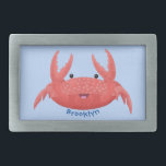 Cute red spotty crab cartoon illustration belt buckle<br><div class="desc">This crabby spotty red crab is ready for seaside fun!  Drawn in cute cartoon illustration style.</div>
