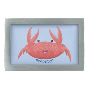 Cute red spotty crab cartoon illustration belt buckle