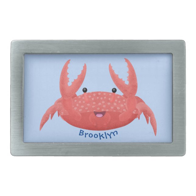 Cute red spotty crab cartoon illustration belt buckle (Front)