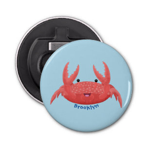 Cute red spotty crab cartoon illustration bottle opener