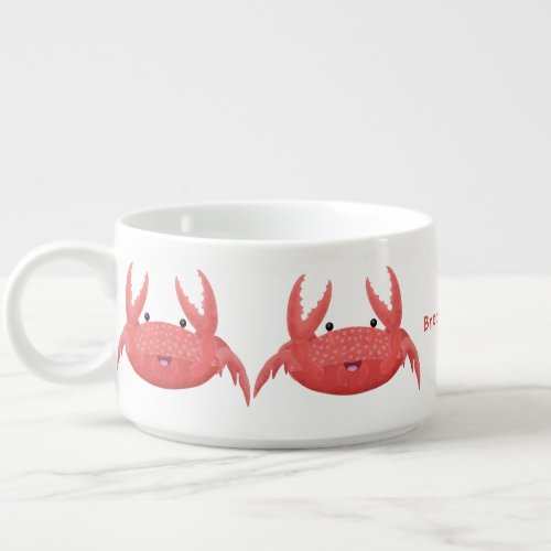 Cute red spotty crab cartoon illustration bowl