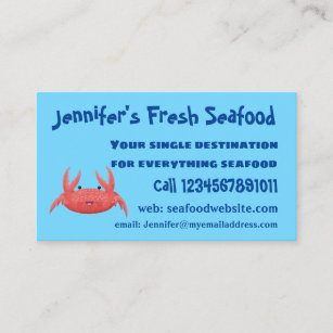 Cute red spotty crab cartoon illustration business card