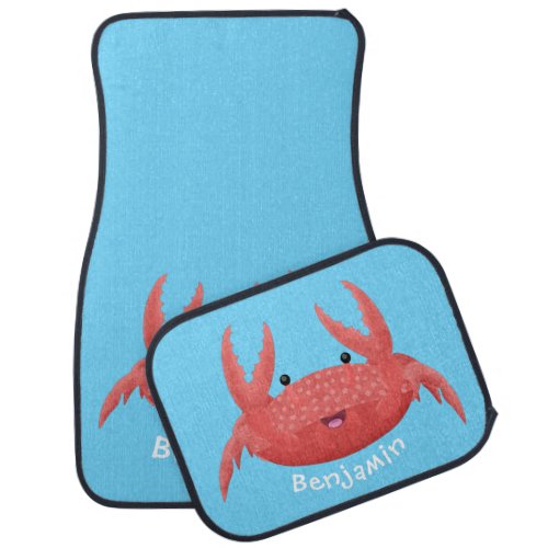 Cute red spotty crab cartoon illustration car floor mat