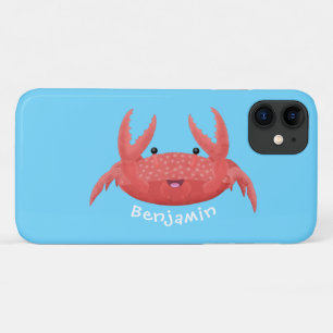 Cute red spotty crab cartoon illustration iPhone 11 case