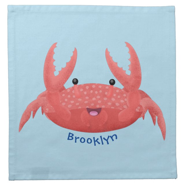 Cute red spotty crab cartoon illustration cloth napkin (Front)