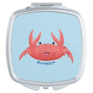 Cute red spotty crab cartoon illustration compact mirror