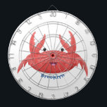 Cute red spotty crab cartoon illustration dart board<br><div class="desc">This crabby spotty red crab is ready for seaside fun!  Drawn in cute cartoon illustration style.</div>