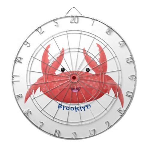 Cute red spotty crab cartoon illustration dart board