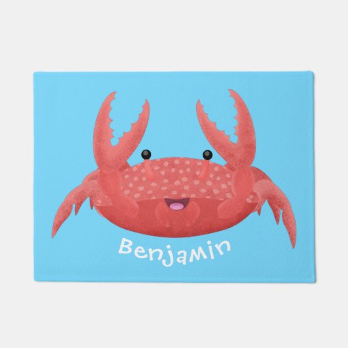 Cute red spotty crab cartoon illustration doormat