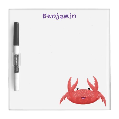 Cute red spotty crab cartoon illustration dry erase board