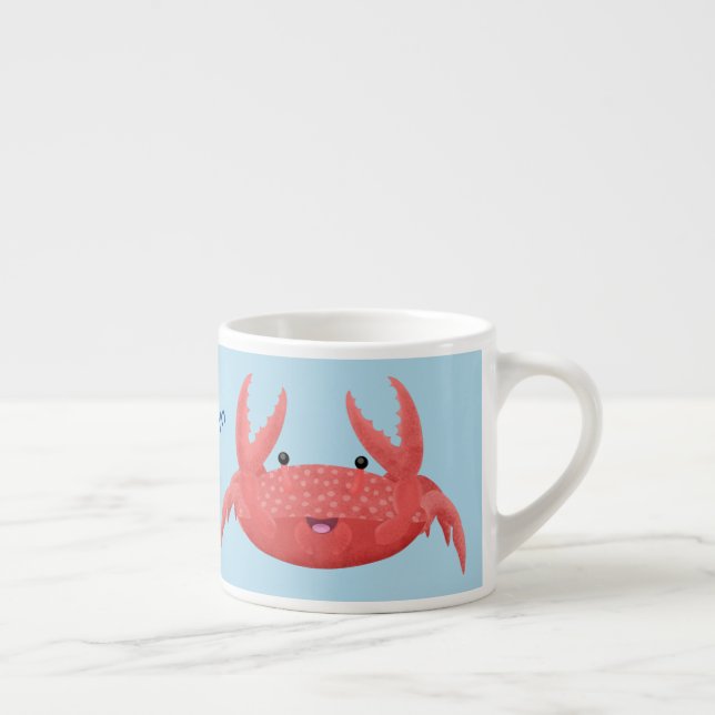 Cute red spotty crab cartoon illustration espresso cup (Right)