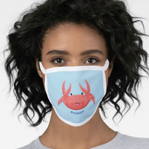 Cute red spotty crab cartoon illustration face mask