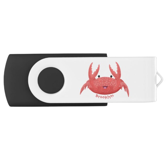 Cute red spotty crab cartoon illustration flash drive (Front)