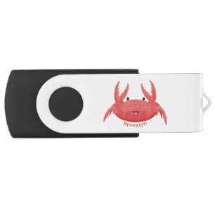Cute red spotty crab cartoon illustration flash drive