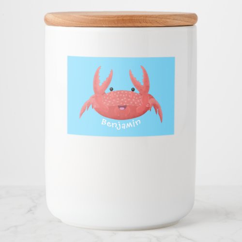 Cute red spotty crab cartoon illustration food label